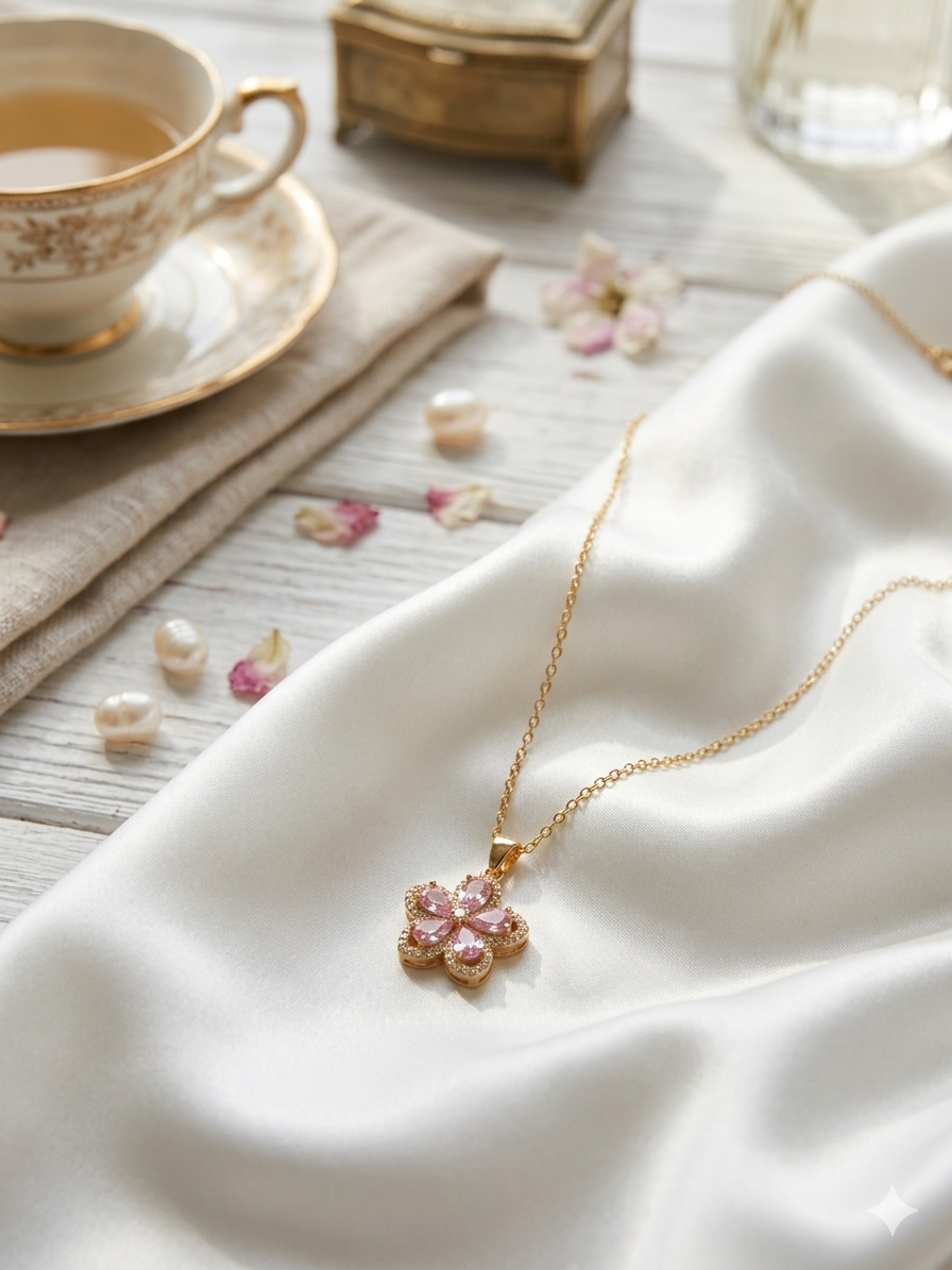 Pink Flower Rotatable Neckpiece 🌸