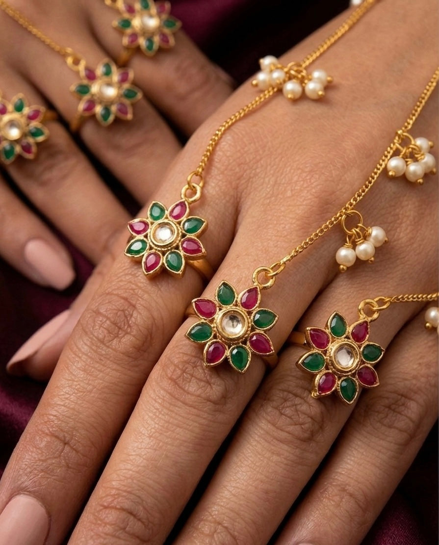 Flower🌼- Brass Hathphool in Pair