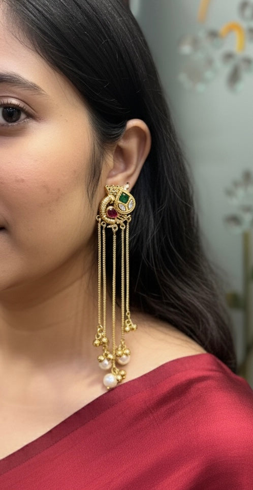 Pearl Drop Ghungroo Kashmiri Earring