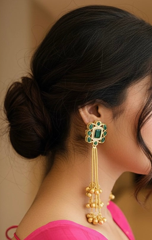 Floral AD Look Kashmiri Earrings