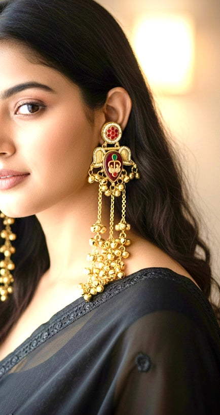 Bulbul Feather Drop Kashmiri Earring