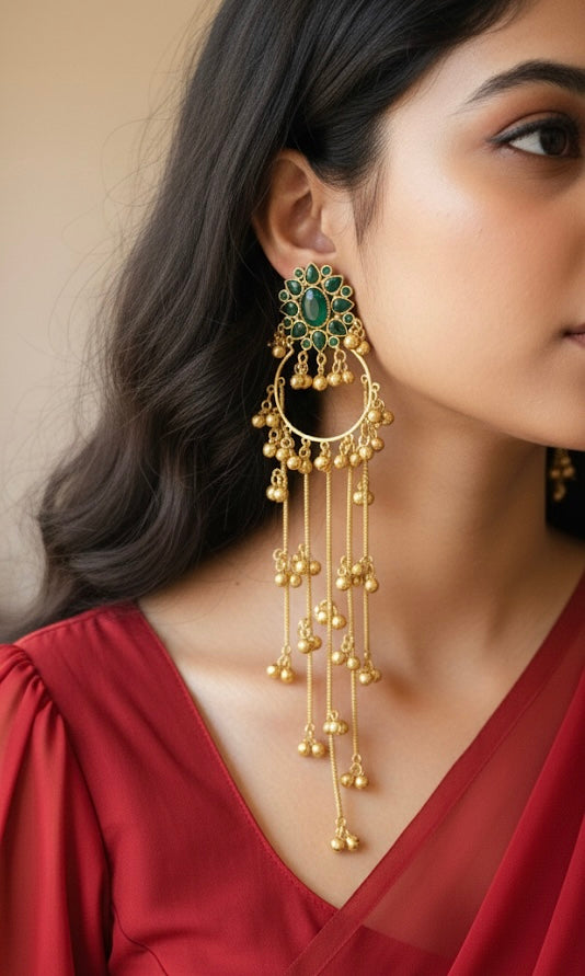 Floral Ghungroo Kashmiri Earrings