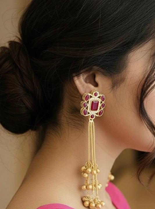 Floral AD Look Kashmiri Earrings