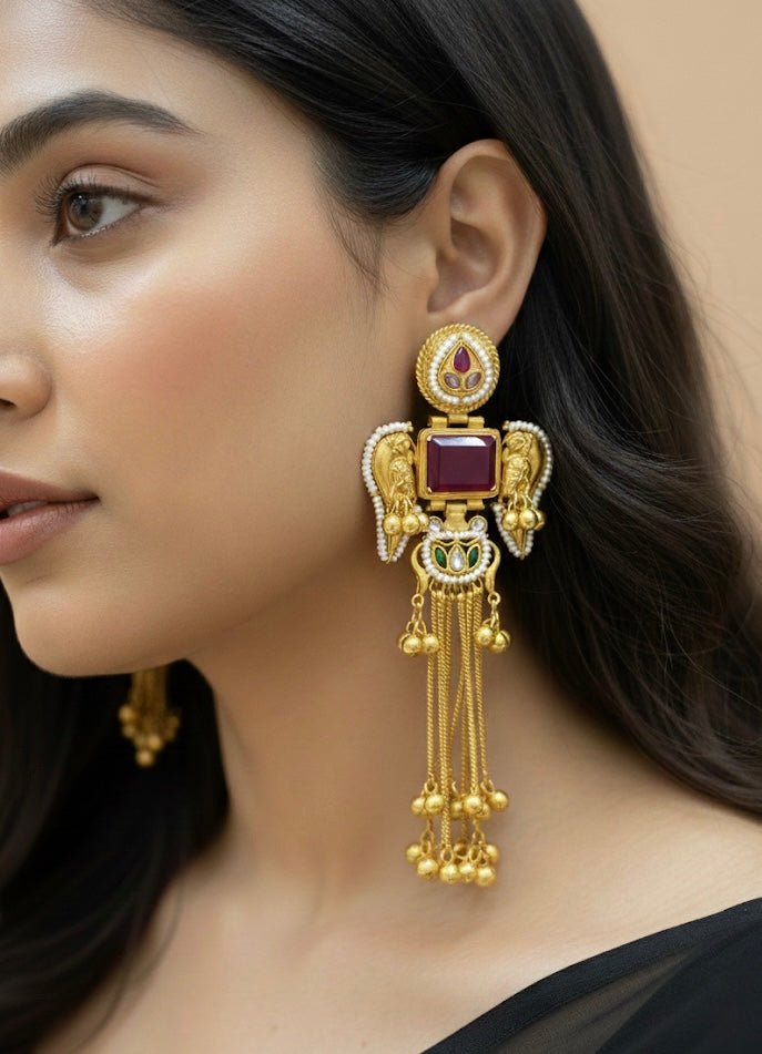 Bird Drop Kashmiri Earring