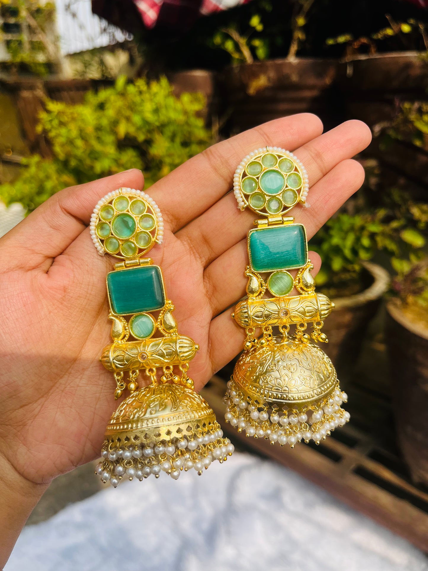 Classic Brass kashmiri Jhumka