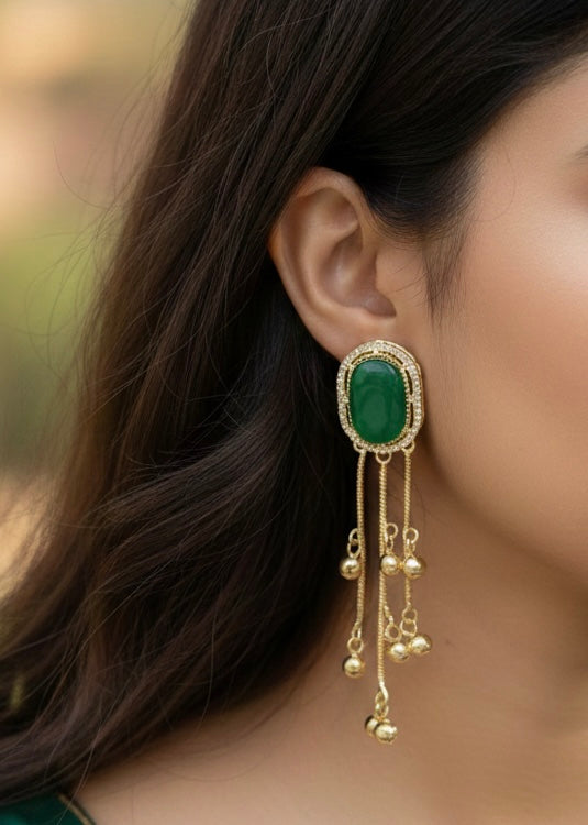 Kaashvi Kundan Stone Kashmiri Earring with Ghungroo