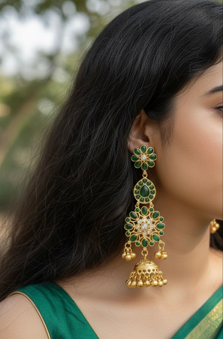 Beautiful Flower Brass Kashmiri Jhumka