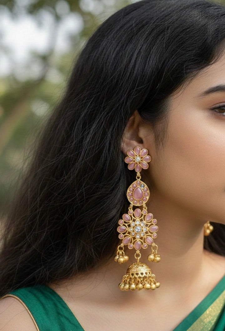 Beautiful Flower Brass Kashmiri Jhumka