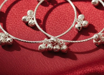 Silver Adjustable Ghungroo Bangles- 2 Bangles/pair
