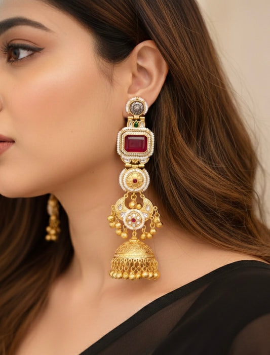 Ayaira Brass Kashmiri Earrings
