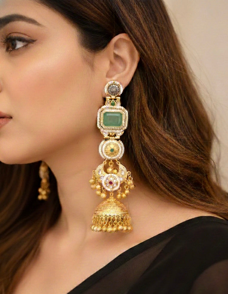 Ayaira Brass Kashmiri Earrings