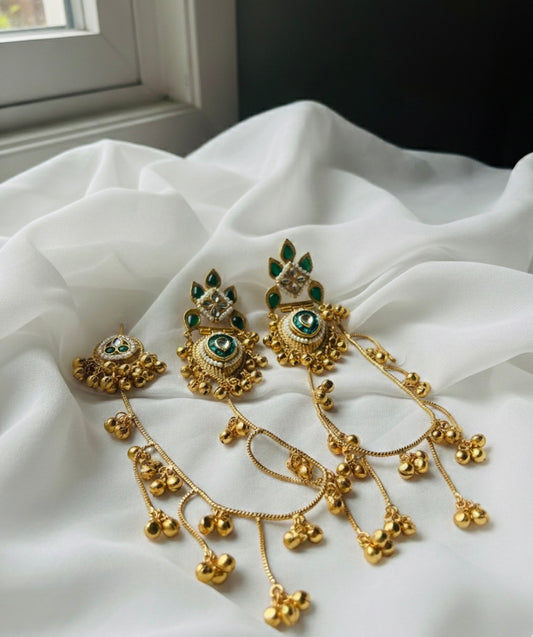 Bahubali style Flower Kashmiri Kaanchain Earrings