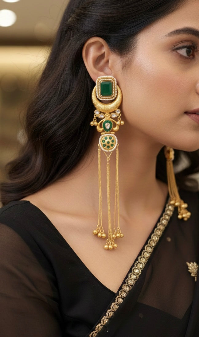 Afreen Moon Long Kashmiri Earrings
