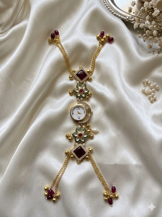 AAROHI🕊️- RUBY RED KUNDAN STATEMENT WATCH