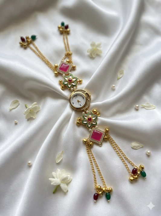 AAROHI🕊️- PINK KUNDAN STATEMENT WATCH