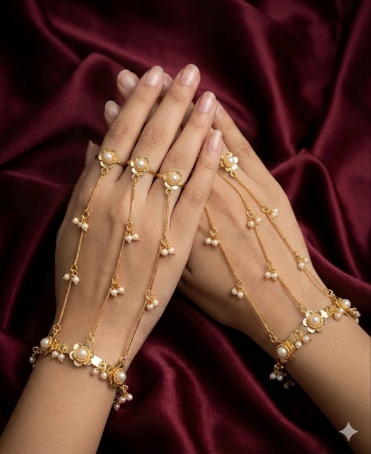 Pearl💎-  Brass Hathphool in Pair