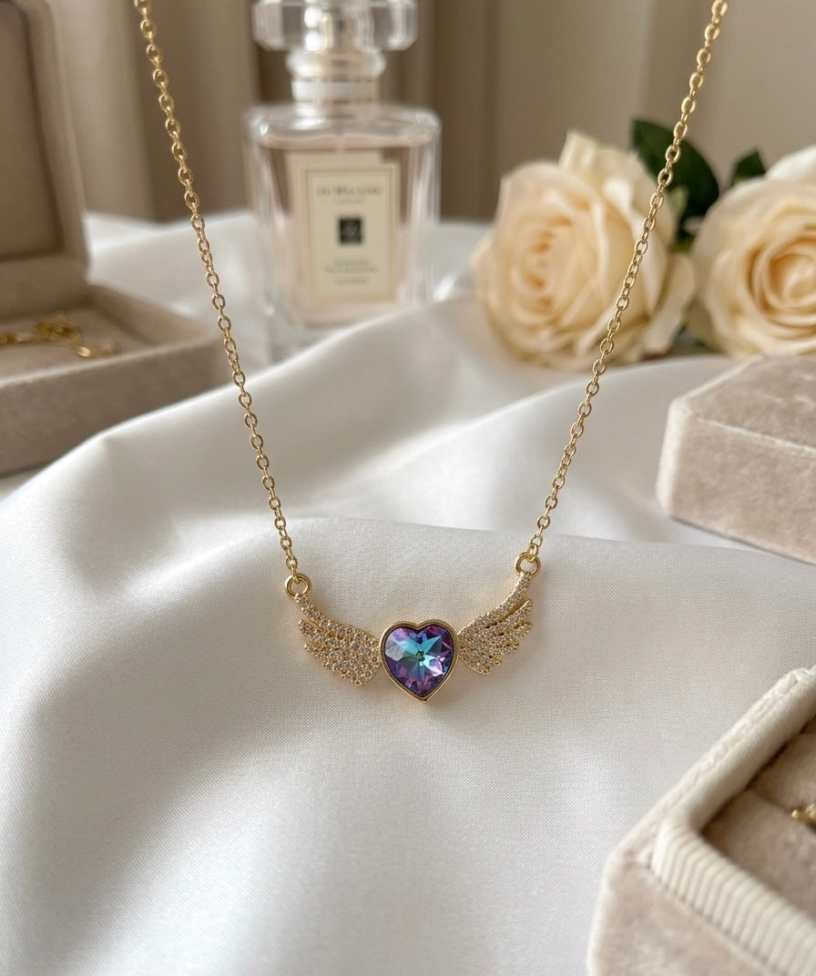 Wings with Heart Neckpiece 🦋💜