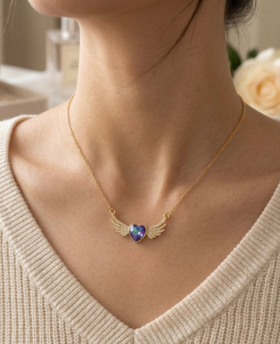 Wings with Heart Neckpiece 🦋💜
