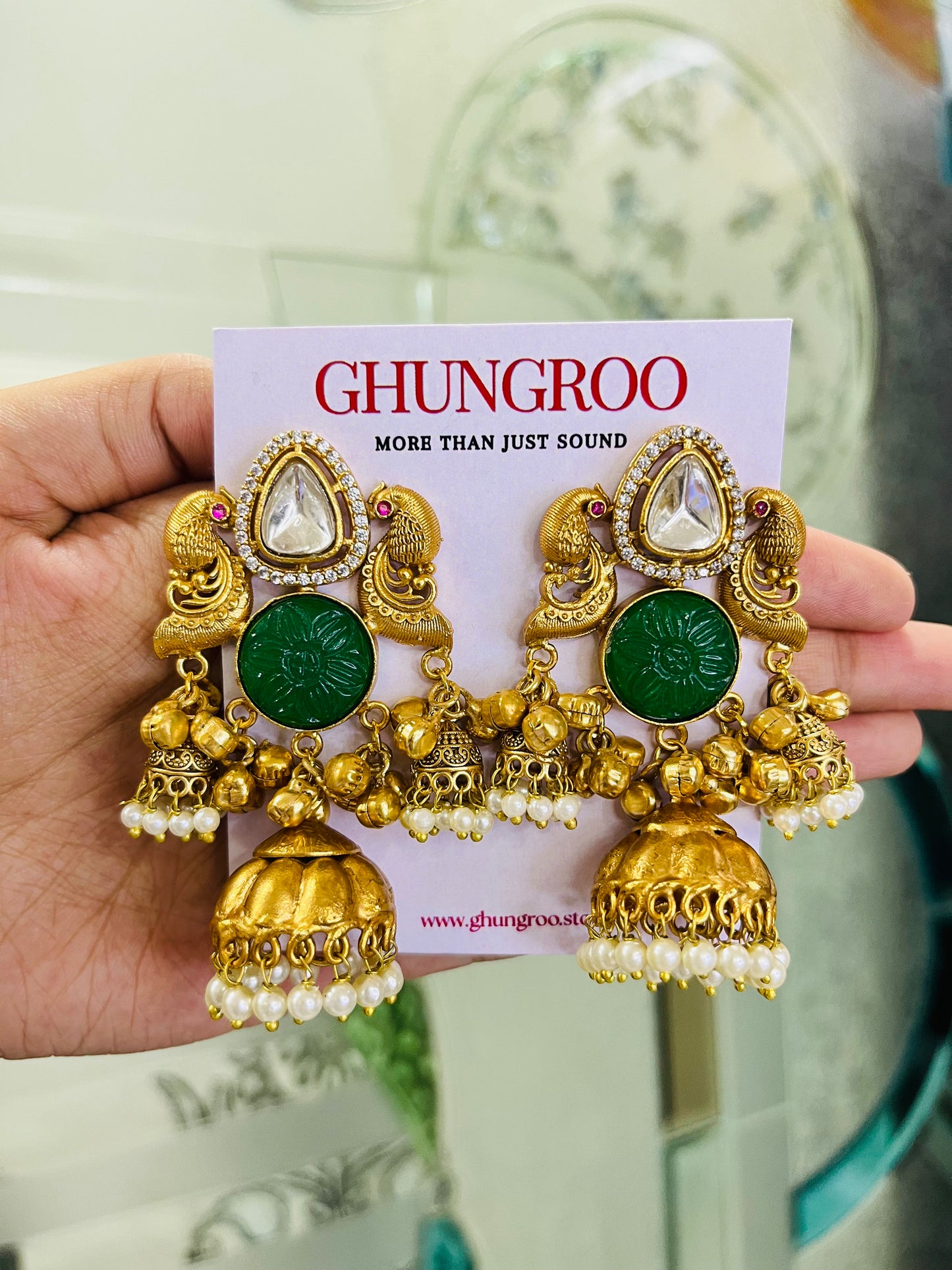 Peacock🦚 Design Brass Kashmiri Earrings