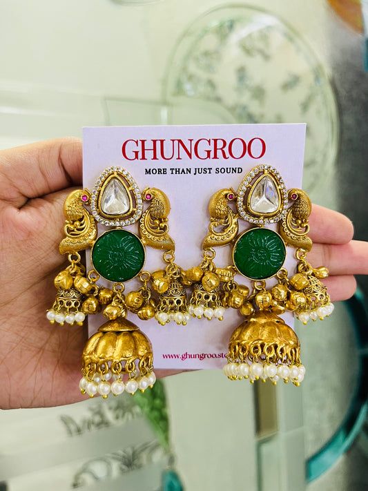 Peacock🦚 Design Brass Kashmiri Earrings