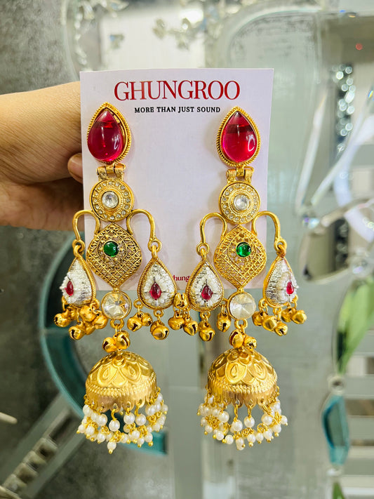 Pearl Jhumki Drop Brass Earrings