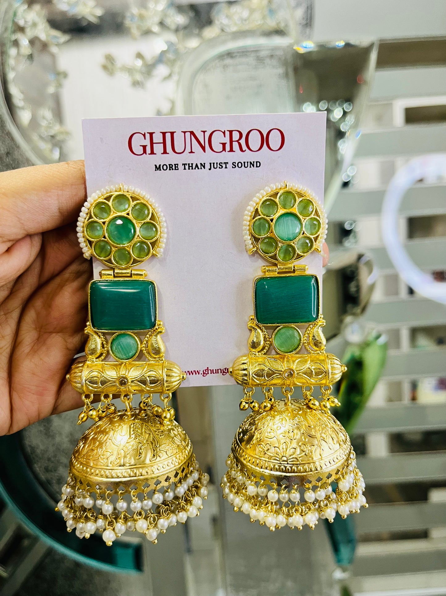 Classic Brass kashmiri Jhumka