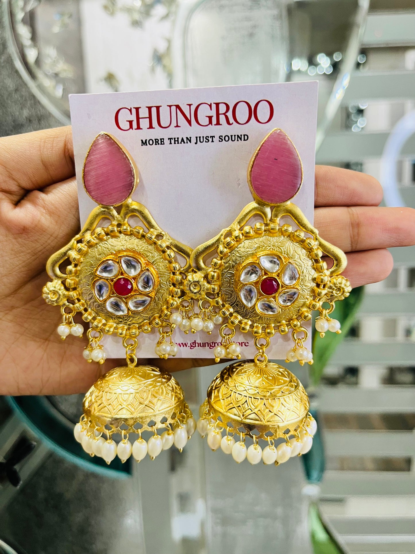 Vihina Brass Kashmiri Jhumka