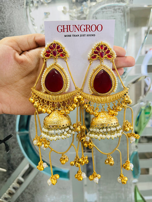 Red Dejhoor Grace Kashmiri Earrings