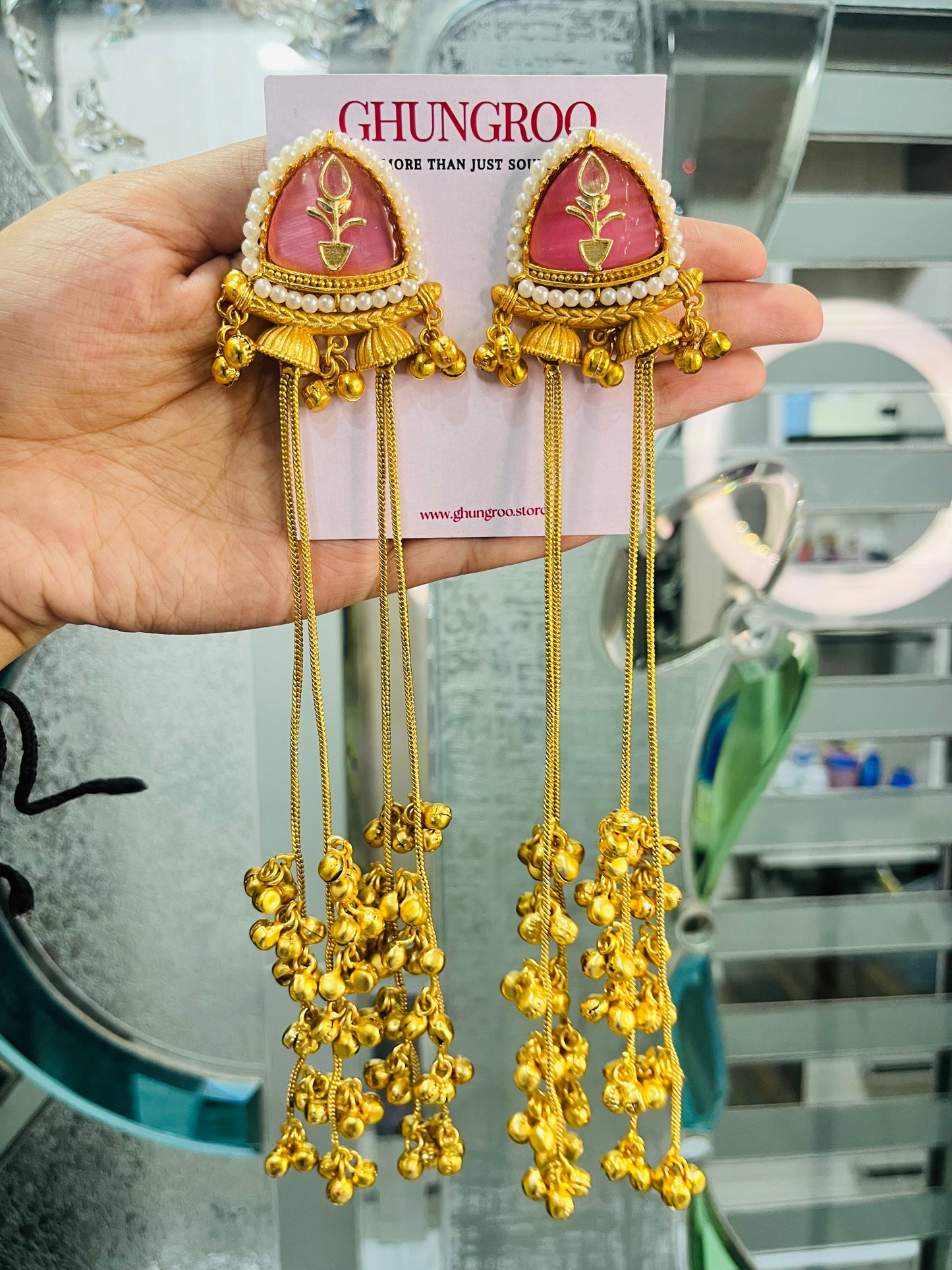 Zeenat Long Chain Kashmiri Earring