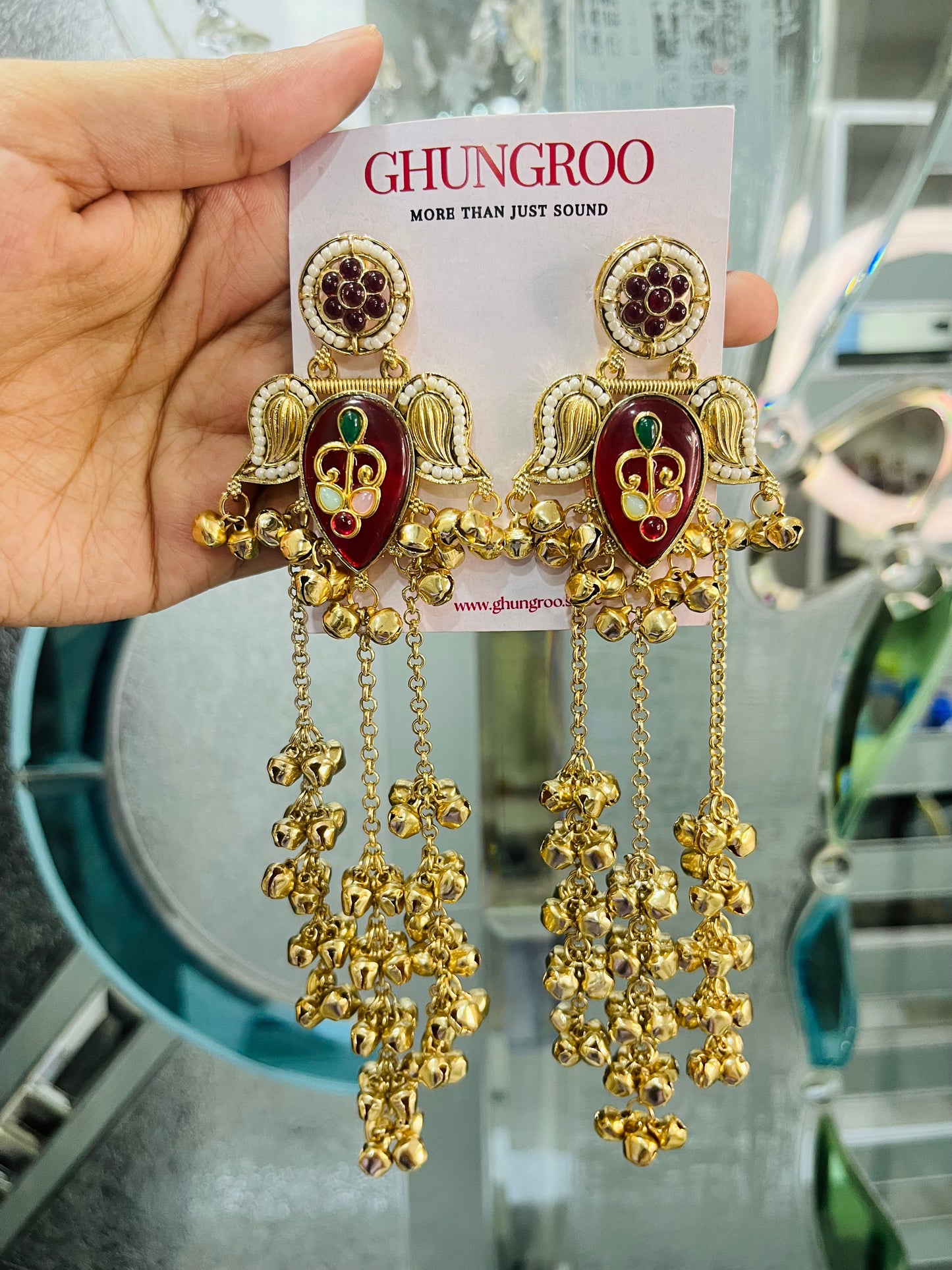 Bulbul Feather Drop Kashmiri Earring