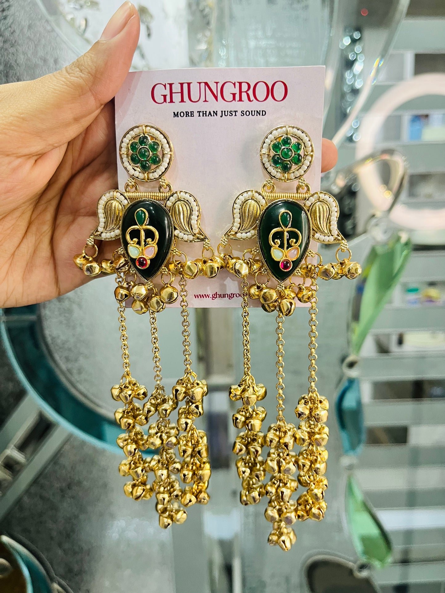Bulbul Feather Drop Kashmiri Earring