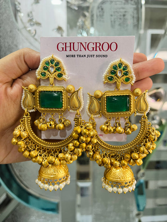 Bahubali Chandbali with Ghungroo and Jhumki