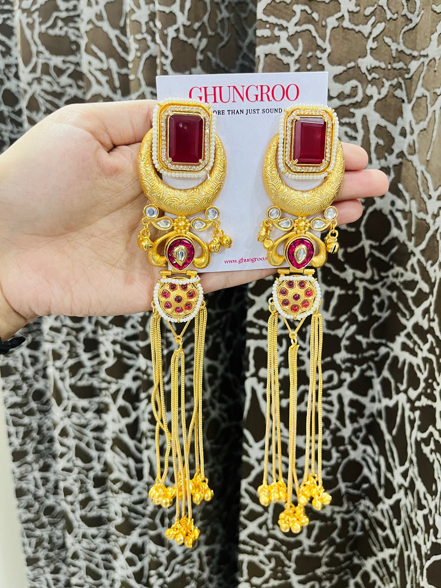 Afreen Moon Long Kashmiri Earrings