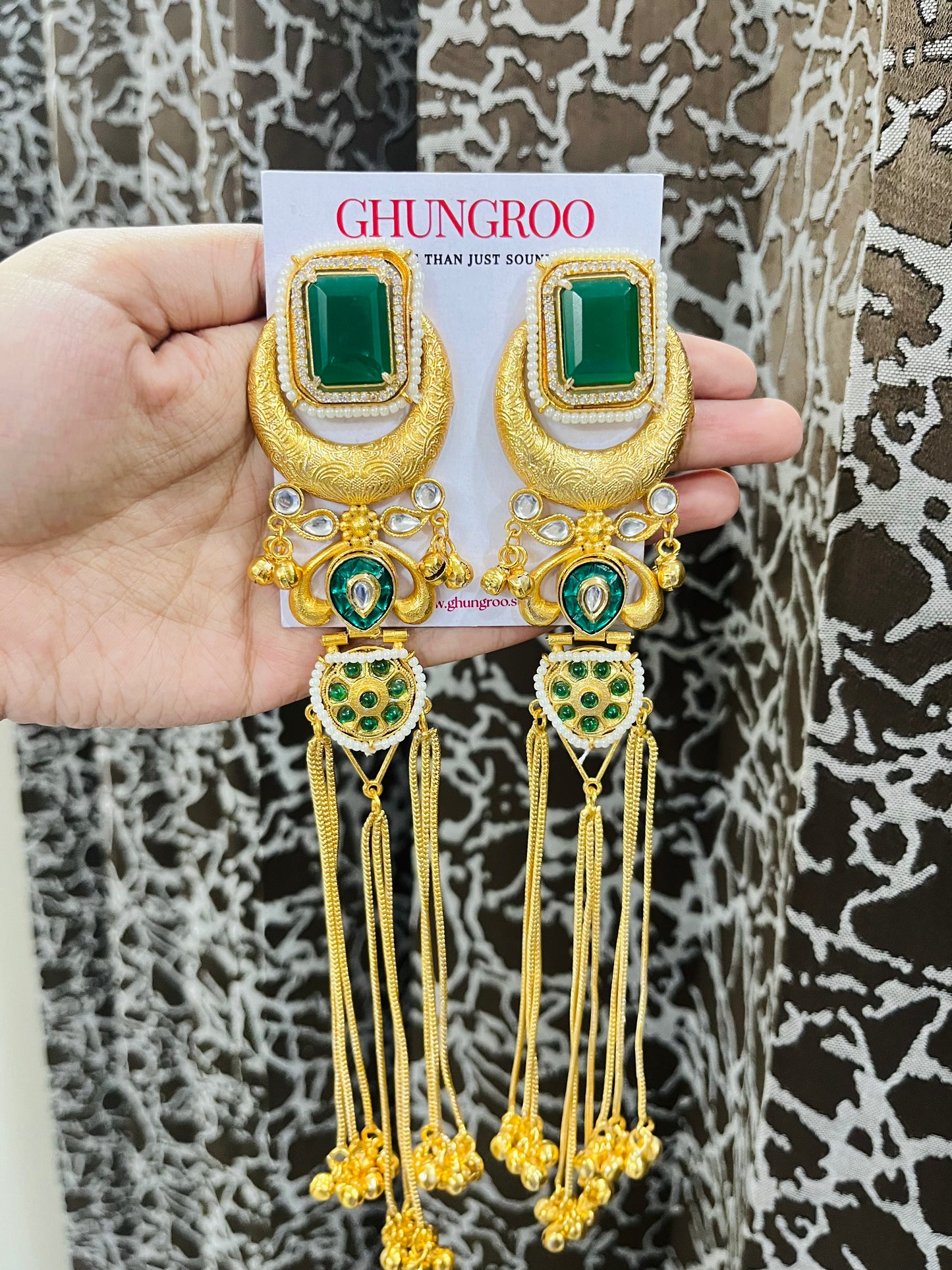 Afreen Moon Long Kashmiri Earrings