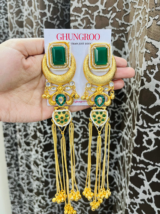 Afreen Moon Long Kashmiri Earrings