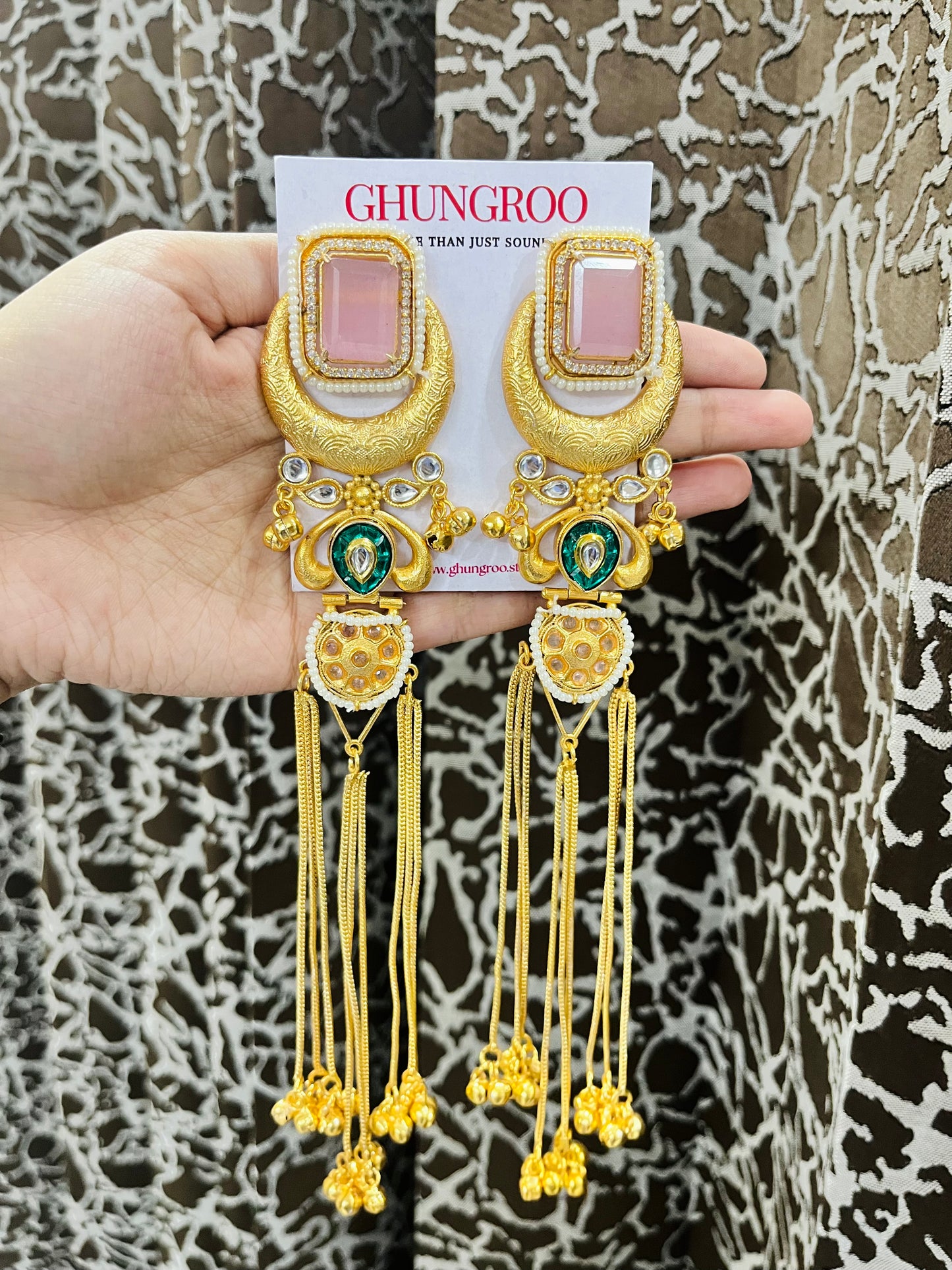 Afreen Moon Long Kashmiri Earrings
