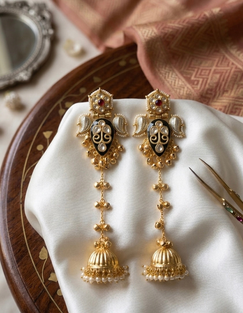 Zeenat Bird Kashmiri Earrings With Pearl Jhumki